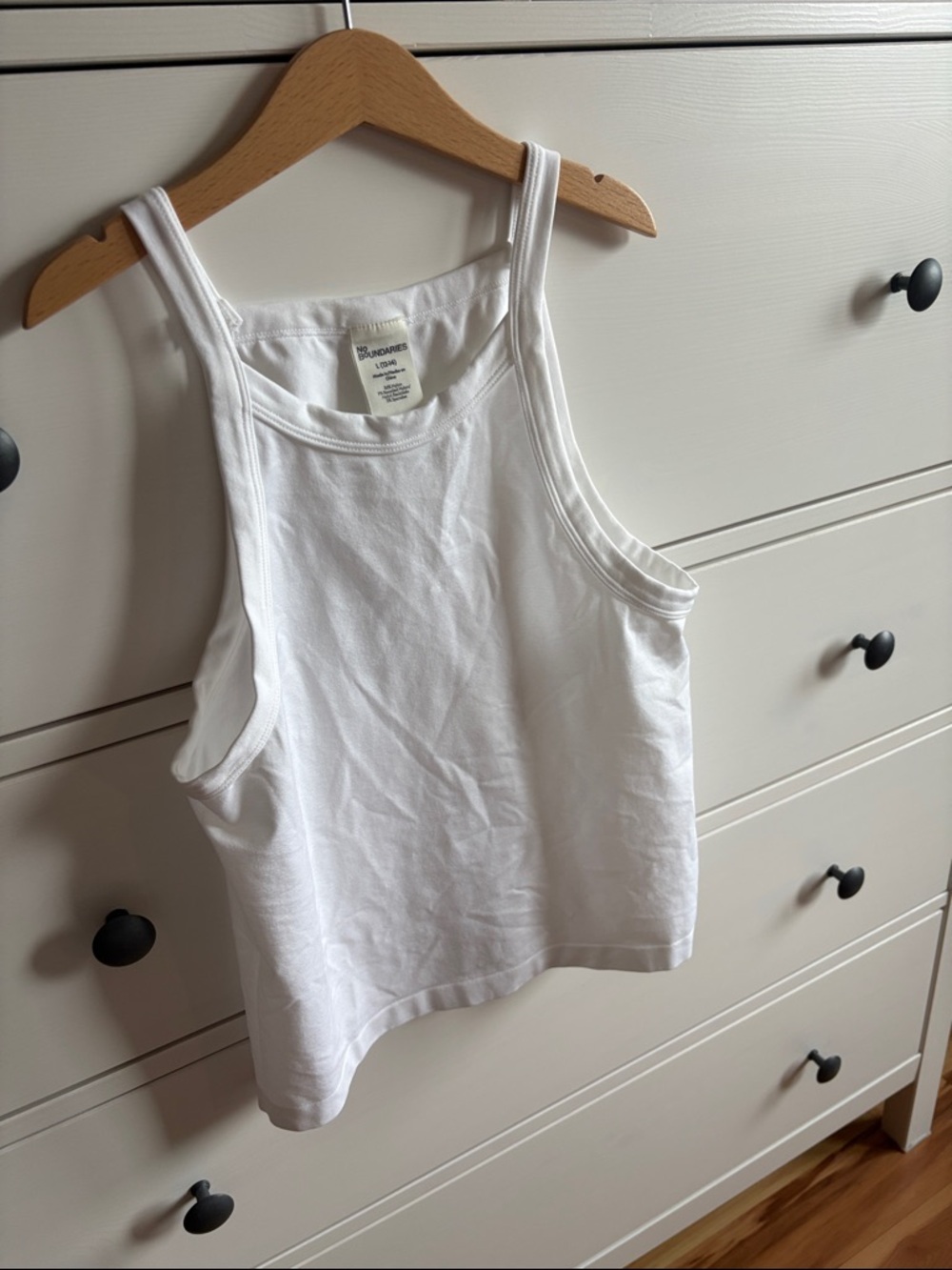 No Boundaries White Ribbed Scoop Tank